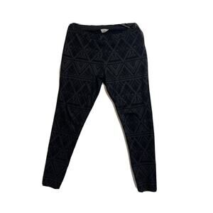 Savida geometric print Black stretch pants Side Zipper‎ Amazing Fit Tights Sz 12